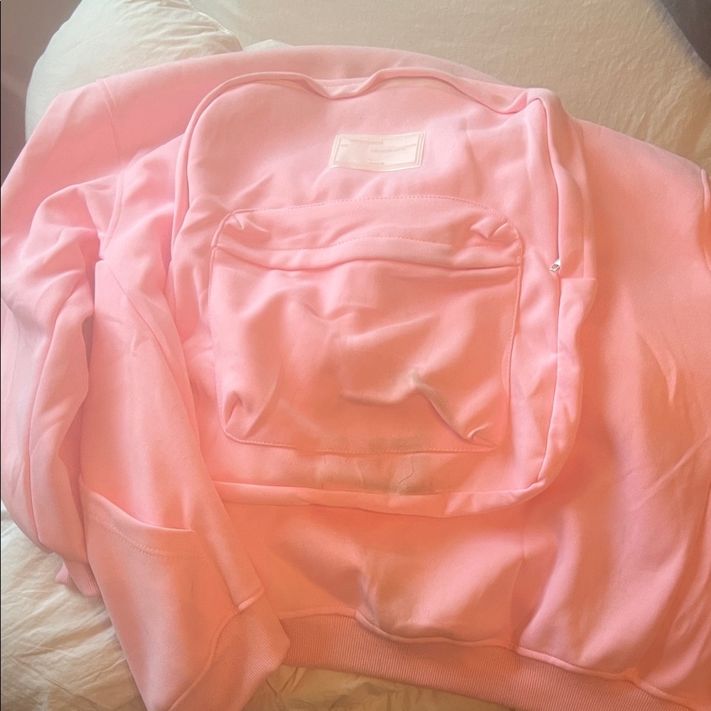 Pink Zip-Up Hoodie built in backpack